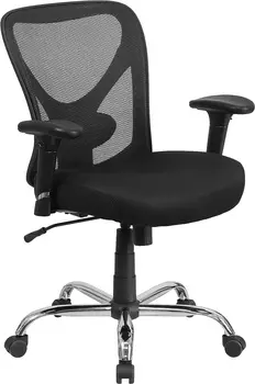  висок офис стол | Регулируема по височина Мрежест въртящи се офис стол с колела